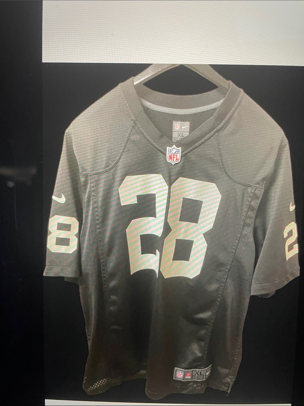 NFL Black Men's Football Jersey with White 28 Jacobs.